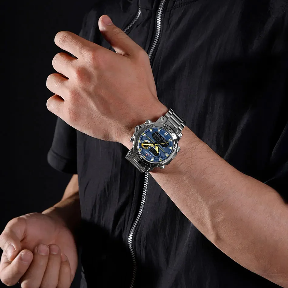 Top Brand NAVIFORCE Men Dual Display Watch Sport Waterproof Chronograph Clock Male Army Military Digital Watch For Men Relogios