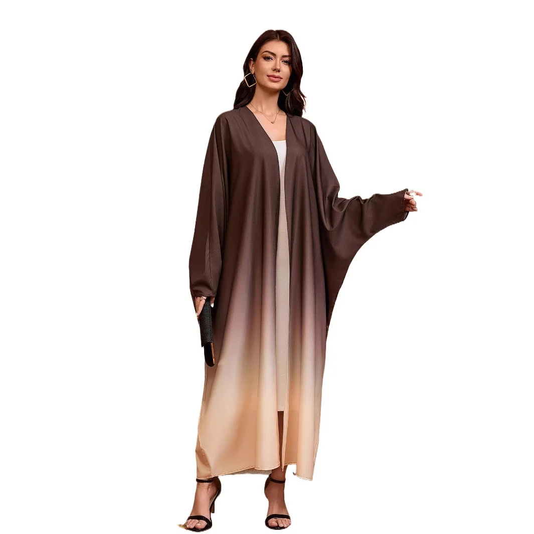 

Abaya's new fashionable and elegant cardigan, gradient color shawl dress, long robe, daily casual style