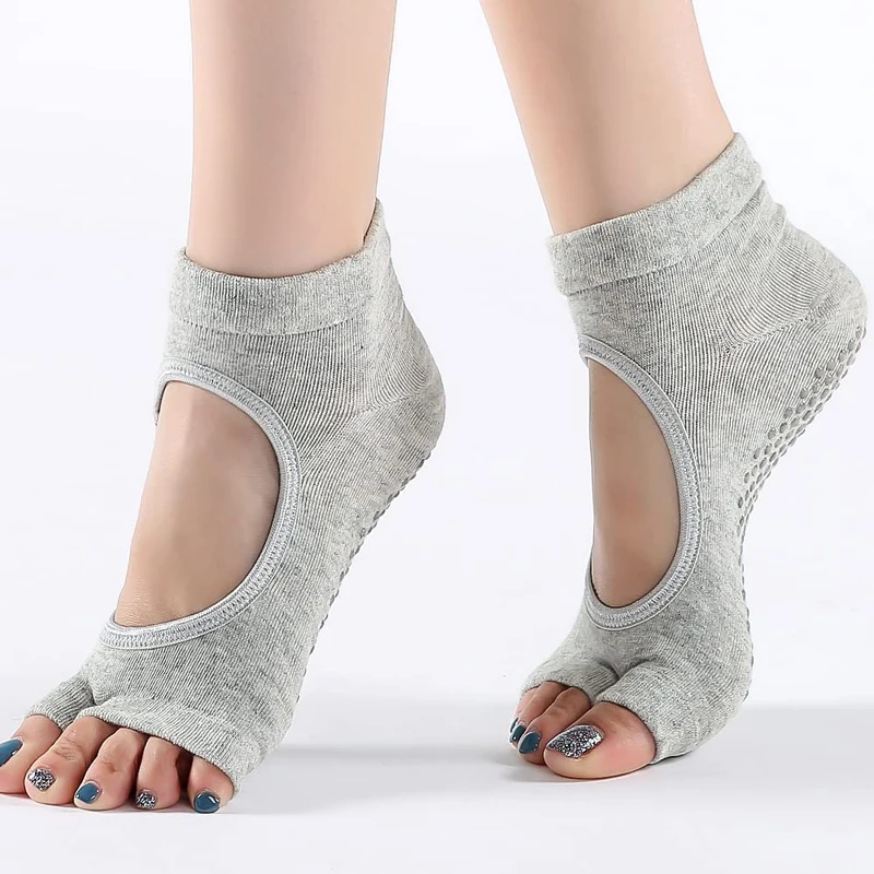 Hohe Qualität Frauen Yoga Socken Anti Slip Zwei Zehe Sport Baumwolle Pilates Socke Atmungsaktiv Schnell Trocknend Ballett Professiona Tanz socke – Detail 7