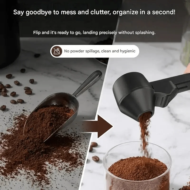 2 in 1 Coffee Measuring Scoop with Funnel Dual Purpose Coffee Powder Bean Quantitative Spoon Portable Handheld Coffee Dosing