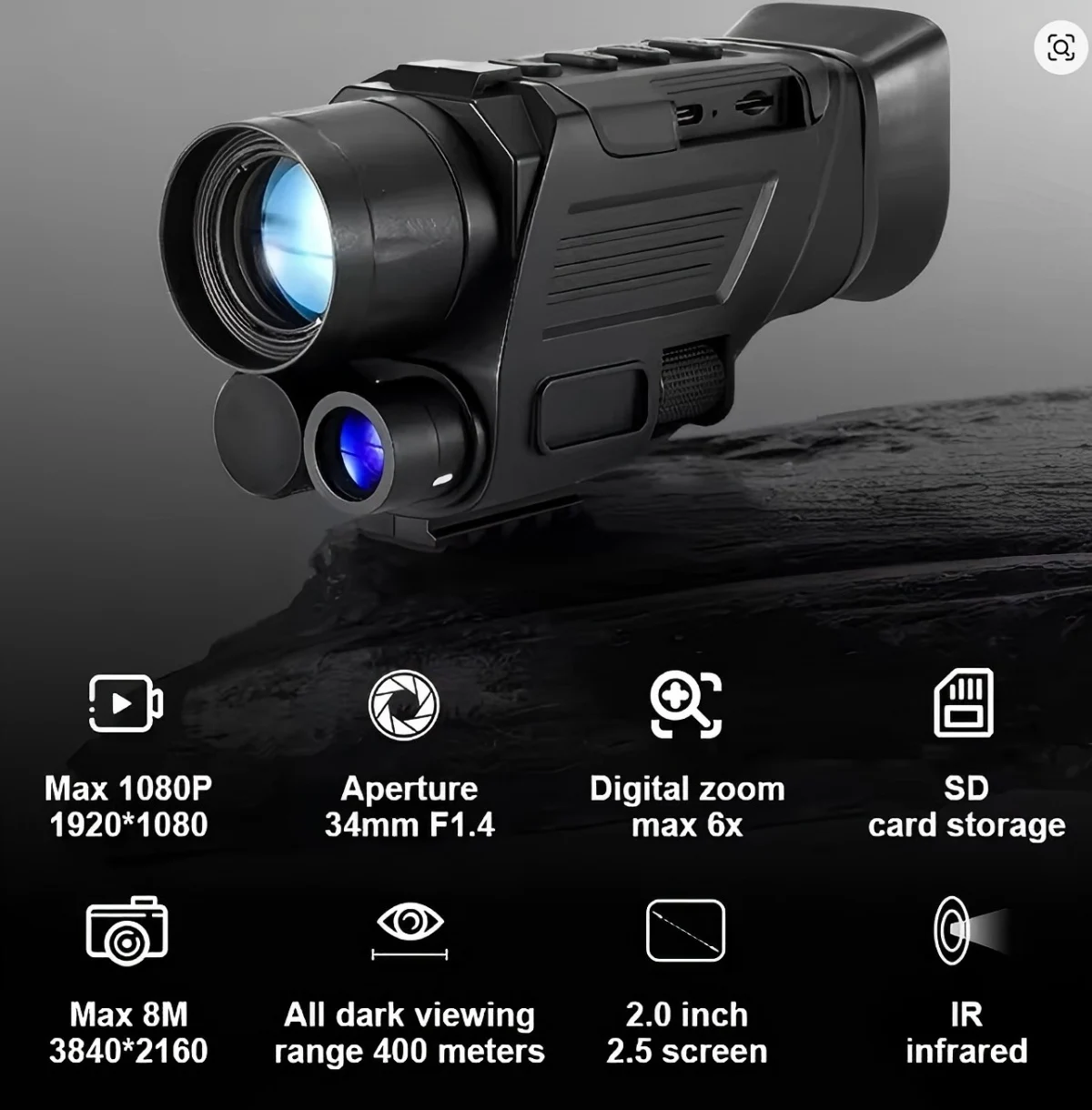 

Монокуляр ночного видения 32G цифровой инфракрасный ночной прицел охотничья монокулярная камера и видеокамера 300-400 ярдов 4K съемка