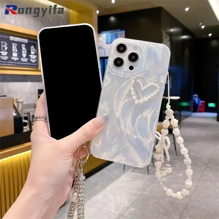 For Vivo Y78 Y78+ Y27 Y36 5G 4G Y77E Y76S Y76 Y74S Y70S Y51S Y70T Y50T Y53S Y52S Y11 Y12 Y13 Y15 Phone Case 3D Love Pearl Cover