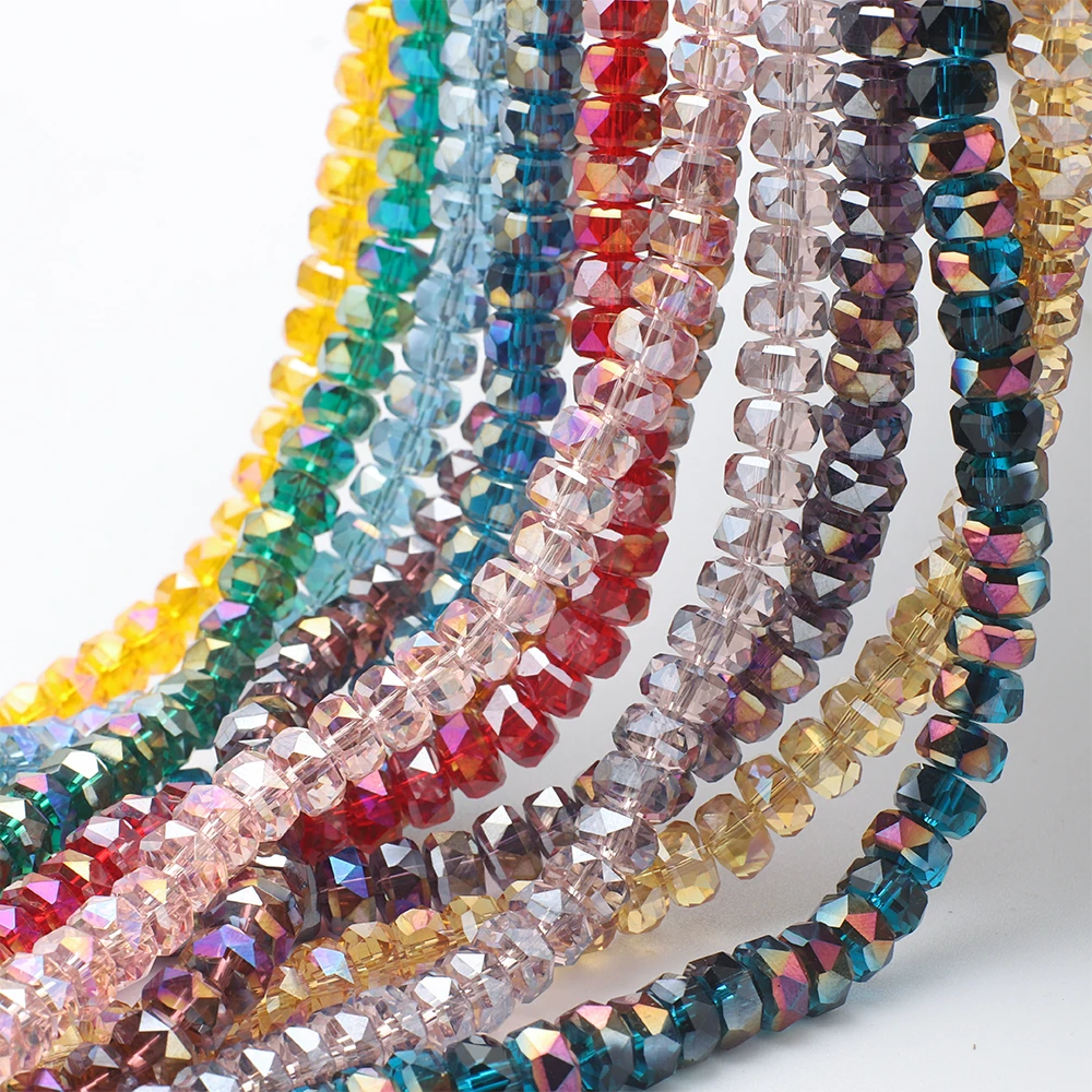 75Pcs 5x8mm Crystal glass wheel beads AB color flat beads DIY jewelry accessories  string loose beads shoe clothing accessories