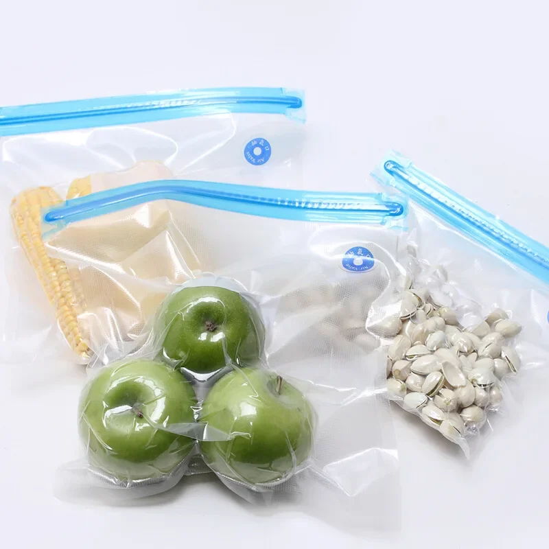 Vacuum Storage Bags with Hand Pump Sous Vide Reusable Sealing Food Storage Zipper Bag Keep Fresh Household Air Valve Organizer