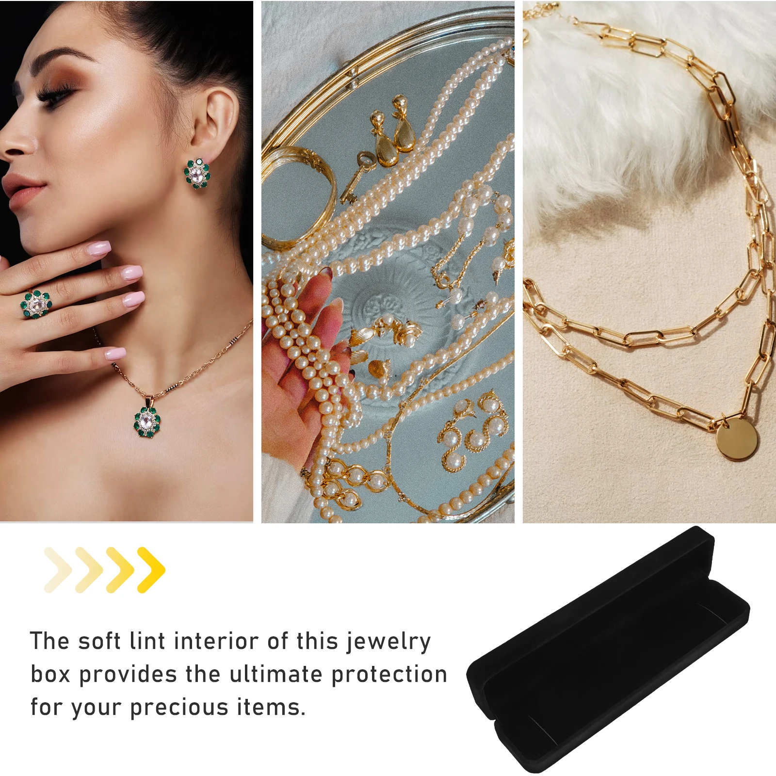 

4 Pcs Jewelry Box Jewellery Boxes Mini Necklace for Women Presents Flannel Miss