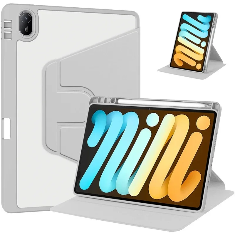 Acrylic Case For iPad mini 7 A17 8.3inch Rotating Book Leather Tablet Cover For mini4 mini 5 mini 6 Gen