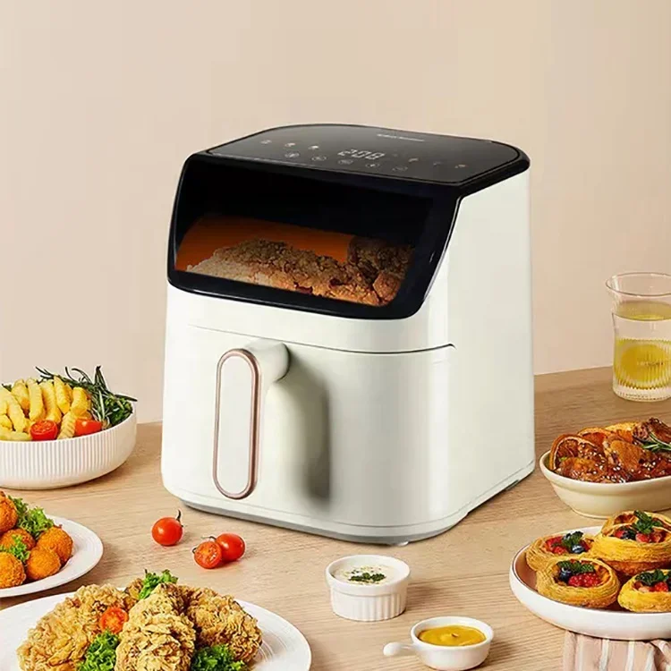 6L Electric Healthy Deep Oven Digital Display Temperature Control Smart Air Fryer With Visible Window