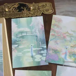 15pcs Ancient Chinese Lotus Pond Painting Design As Post Card Gift Greeting Cards Gift Party Invitation Scrapbooking Use