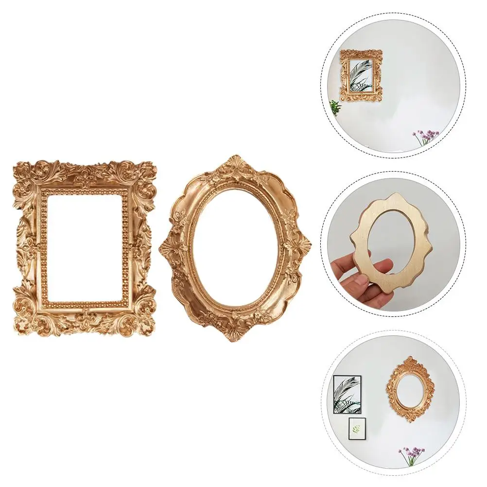 2 Pcs Mini Photo Frame Props Home Decor Vintage Style Retro Desktop Background Resin Picture Office Decoration for