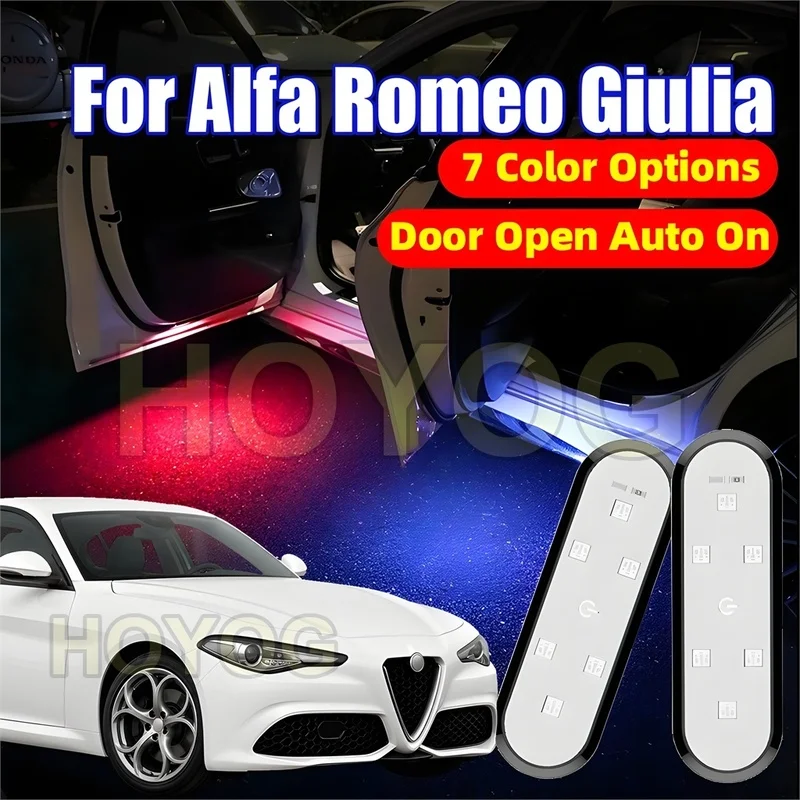 Fit for Alfa Romeo Giulia 2016-2026 USB Rechargeable Wireless LED Car Door Light with No-Drill Installation