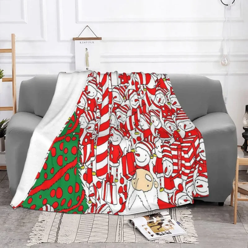 

Christmas Santa Gnome Plaid Blanket Coral Fleece Plush Summer Multifunction Warm Throw Blanket for Home Bedroom Rug Piece