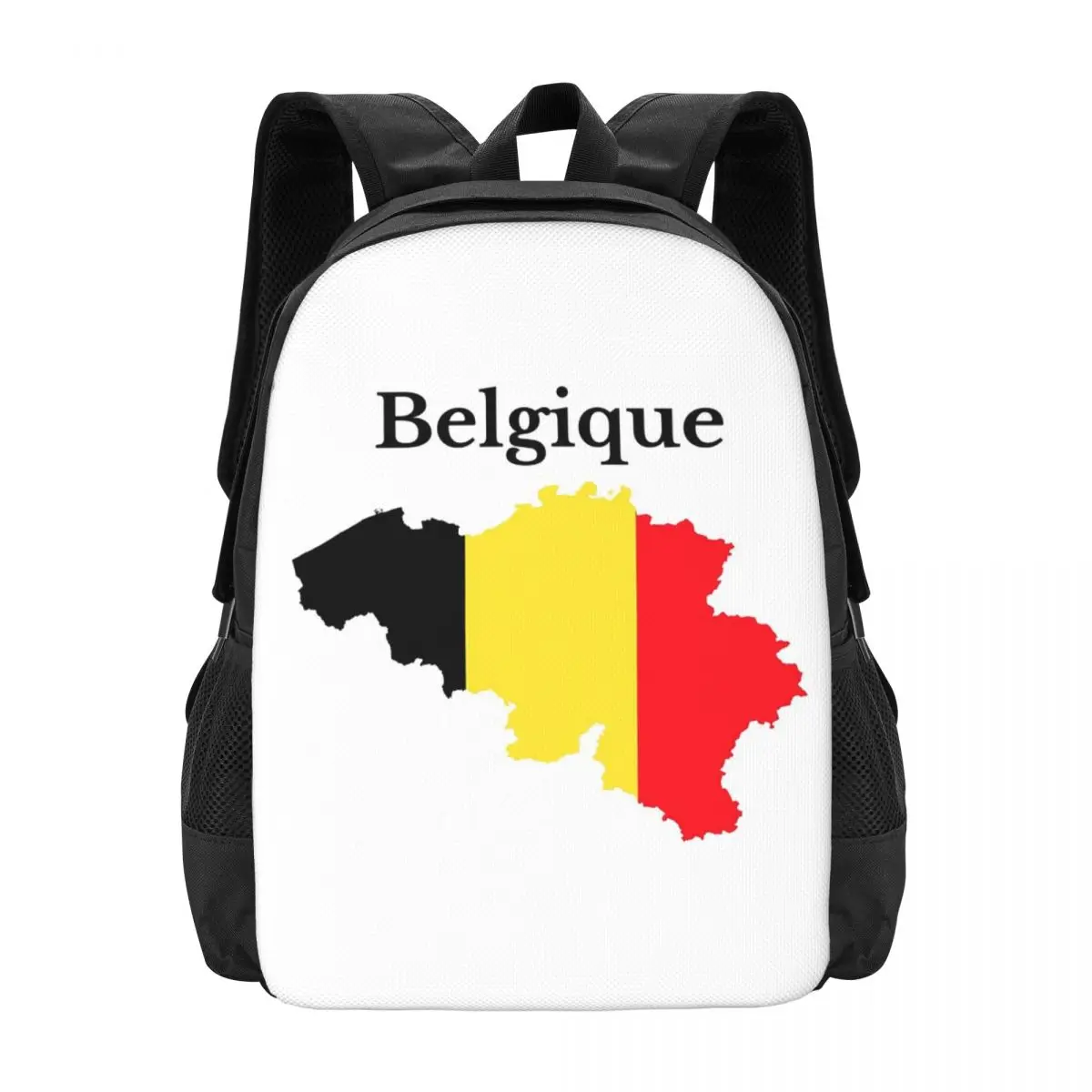 

Belgium Flag Map Design In French Backpack Hot Sale Daypack Large Capacity BookBag School Bag Shoulder Bags for Men Women