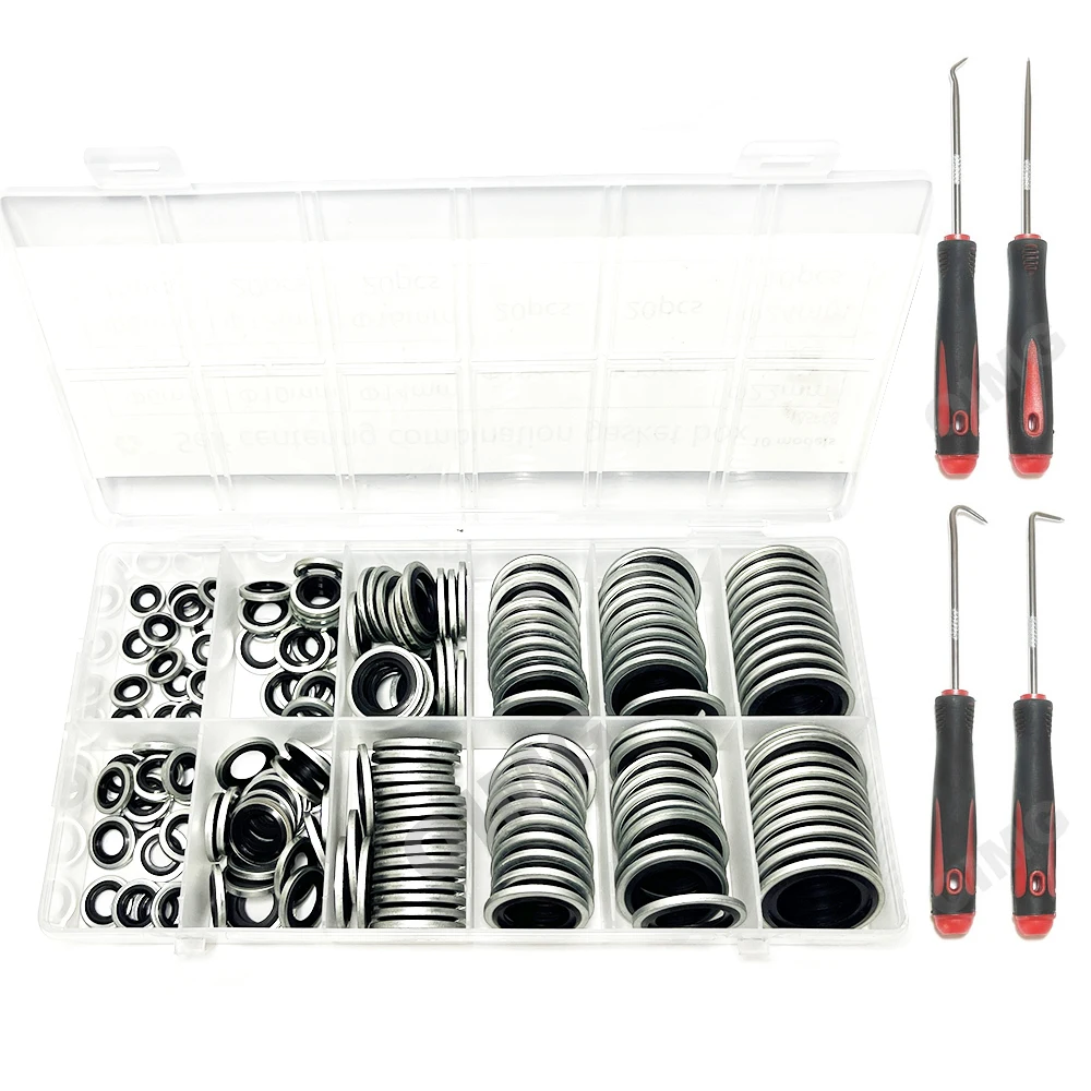 165PCS Auto Ölwanne Ablauf Dichtung Verzinkter Stahl Selbstzentern Dichtung Waschmaschine Automotive Dichtung Hohe Temperatur widerstand