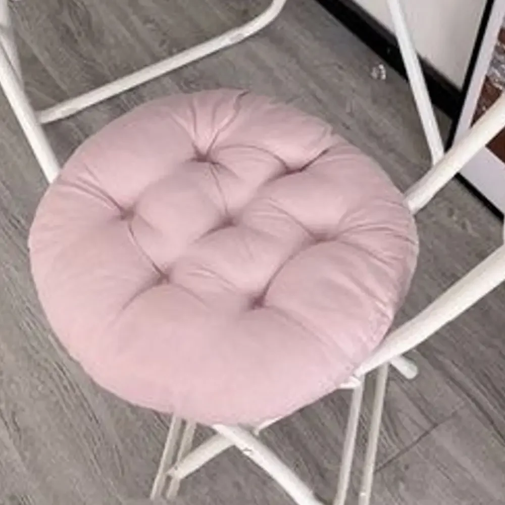 Durable Nap Pillow Round Pad Solid Color Thicken Seat Cushion Non-slip Round Cushion Winter