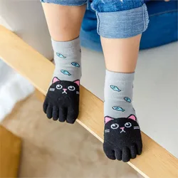 Kawaii Children Socks Cotton Animal Pattern Boys Girls Toe For Kids Five Finger Sock Winter Fall 2024 New