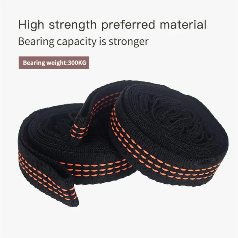 

Outdoor Hammock Reinforced Polyester Strap Bandage Outdoor Tools 2pcs 5 Rings 2m Hammock Strap High Load Bearing Sleeve Black