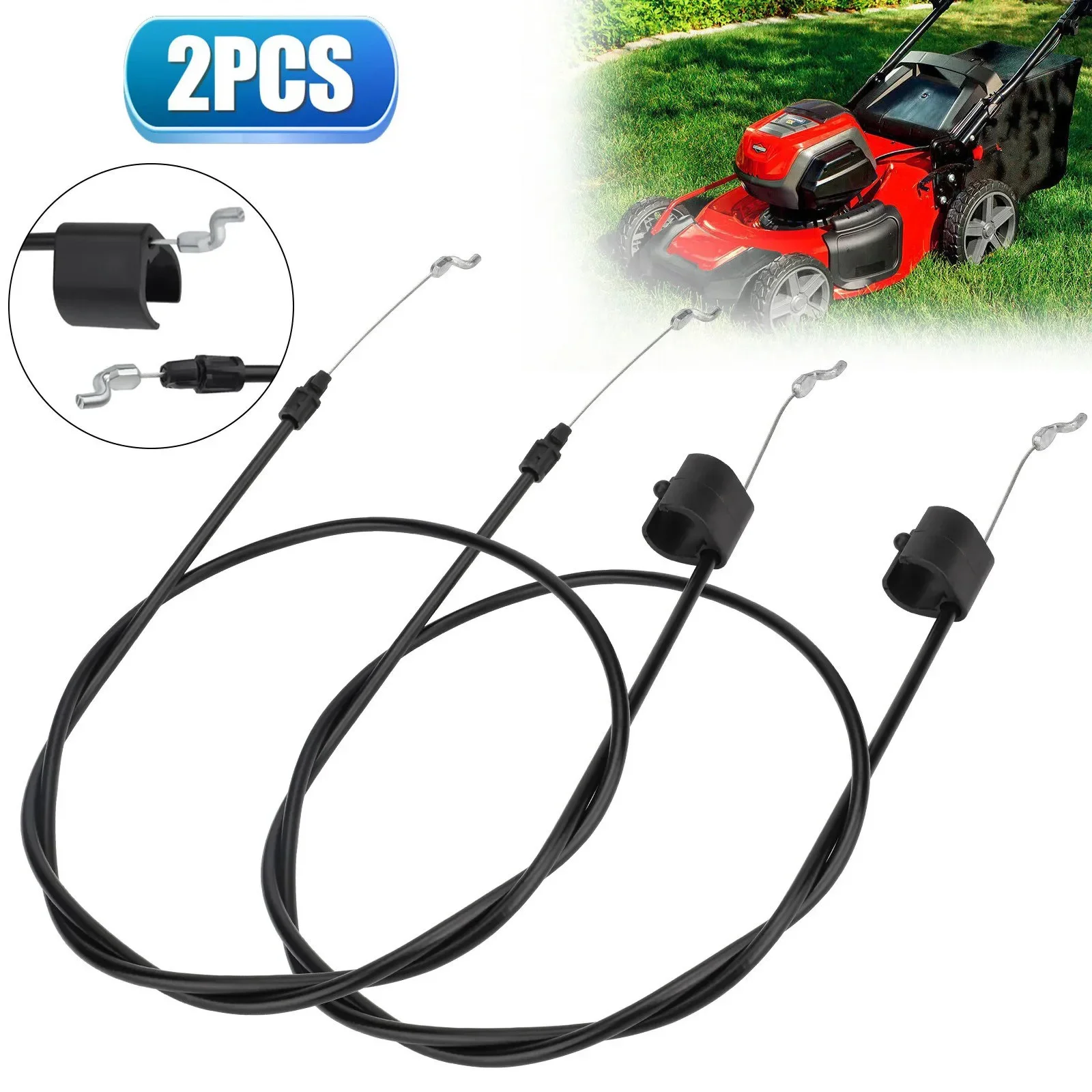 2Pcs Engine Brake Zone Control Cable 155cm Replacement For Husqvarna For Craftsman Lawn Mower Control Cable 156581 156577 168552