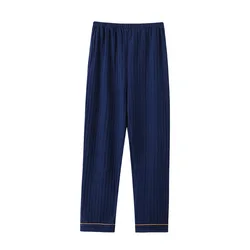 100%Cotton Mens Spring And Autumn Homewear Long Pants Large Size Breathable Comfortable Sleeping Trousers Youth Sleep Bottoms