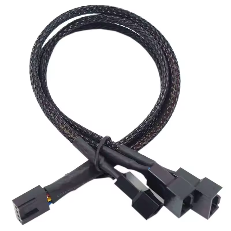 Cylarix PWM Fan Splitter Cable PC 4Pin 1 to 4 Ways Fan Power Extension Adapter Cable Black Sleeved Braided Cable 27cm/10.5 inche - Image 8