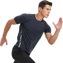 Reflective Gym Shirts Running Quick Dry Comfortable Compression Outdoor Trainning Play Jerseys New Mens Solid Short Sleeve