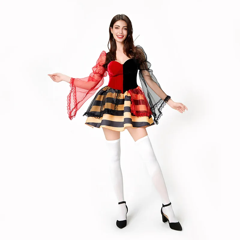 Disfraces de Halloween Zawaland para adultos, disfraz de Reina Corazón Rojo de cuento de hadas Grimm, vestido para actuación en escenario, disfraz de carnaval