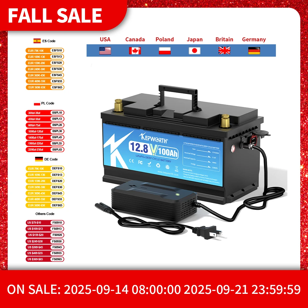 

12V 100Ah LiFePO4 Lithium Iron Phosphate Battery Upgraded BMS 6000 Cycles For RV Campers Golf Cart Off-Road Off-Grid Solar Wind