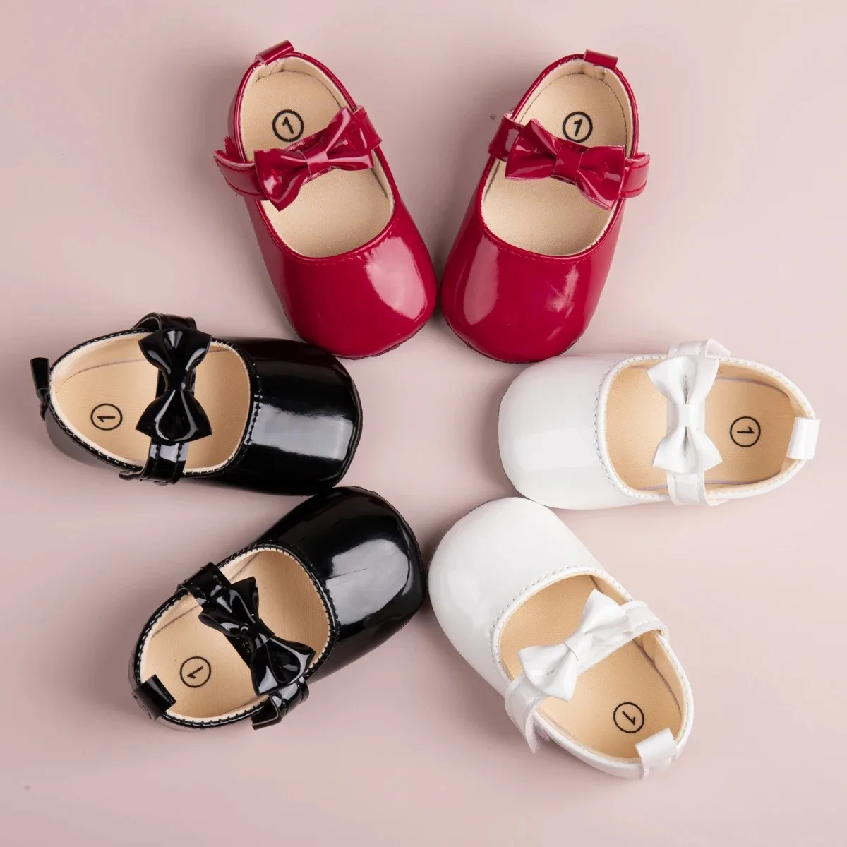 Scarpe per neonati scarpe per neonate PU antiscivolo Bowknot Classic Princess Dress Shoes Toddler First Walker culla Shoe