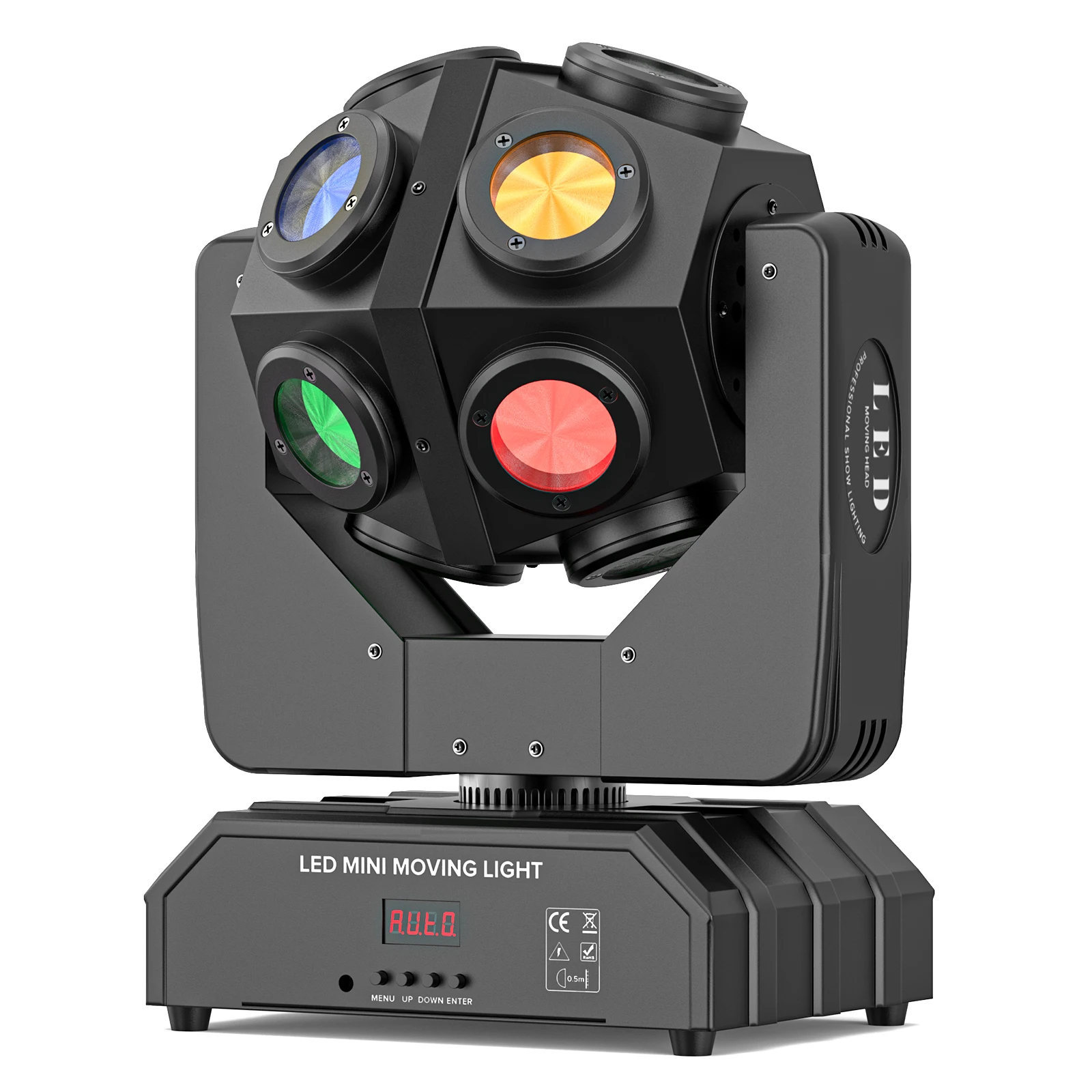 Yiflamefly 150W Beam Moving Head Light RGBW 12LED Oneindig roterende podiumverlichting DMX DJ-licht voor bruiloftsfeest Disco KTV Bar