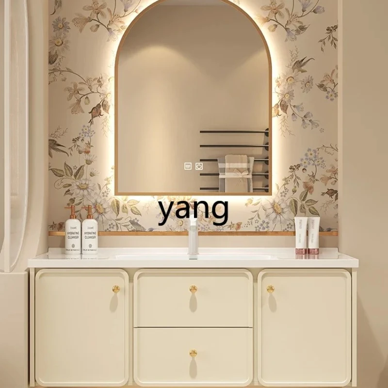 

CX cream wind bathroom cabinet combination ceramic integrated basin hand and face cabinet toilet washstand
