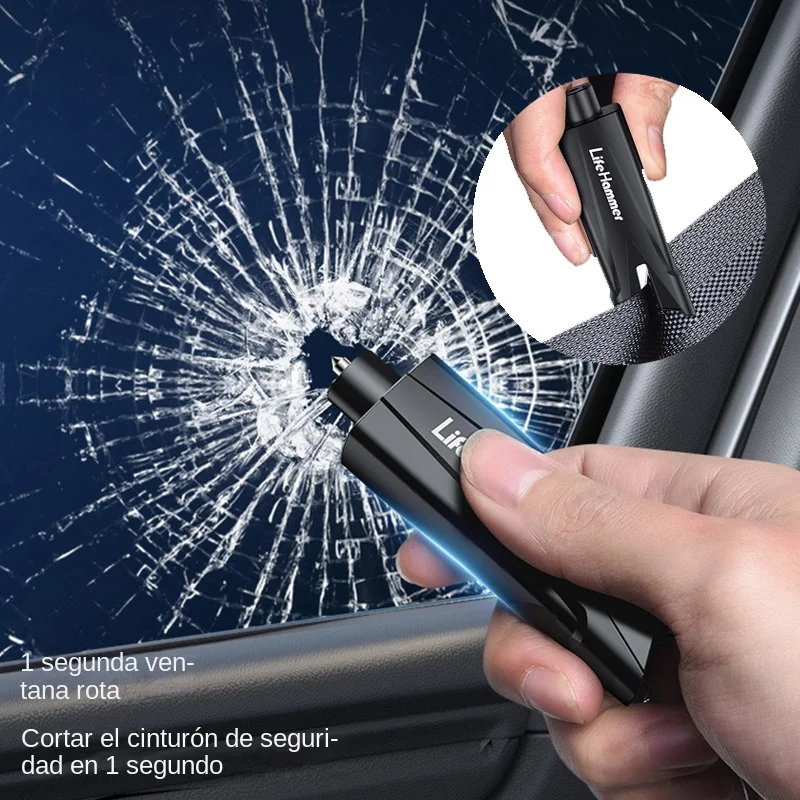 Martillo de seguridad para coche, martillo de Escape de emergencia para coche, silbato de supervivencia para romper ventanas de vidrio, cortador de cinturón de seguridad, salvavidas