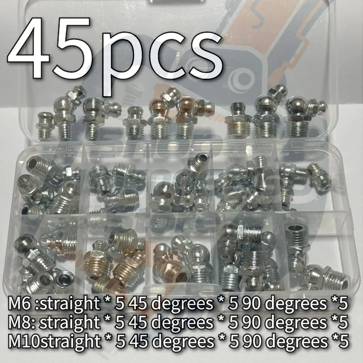 

45pcs F0006 stainless steel grease nipple SS304 SS201 metric external thread straight elbow type grease nipple for grease gun