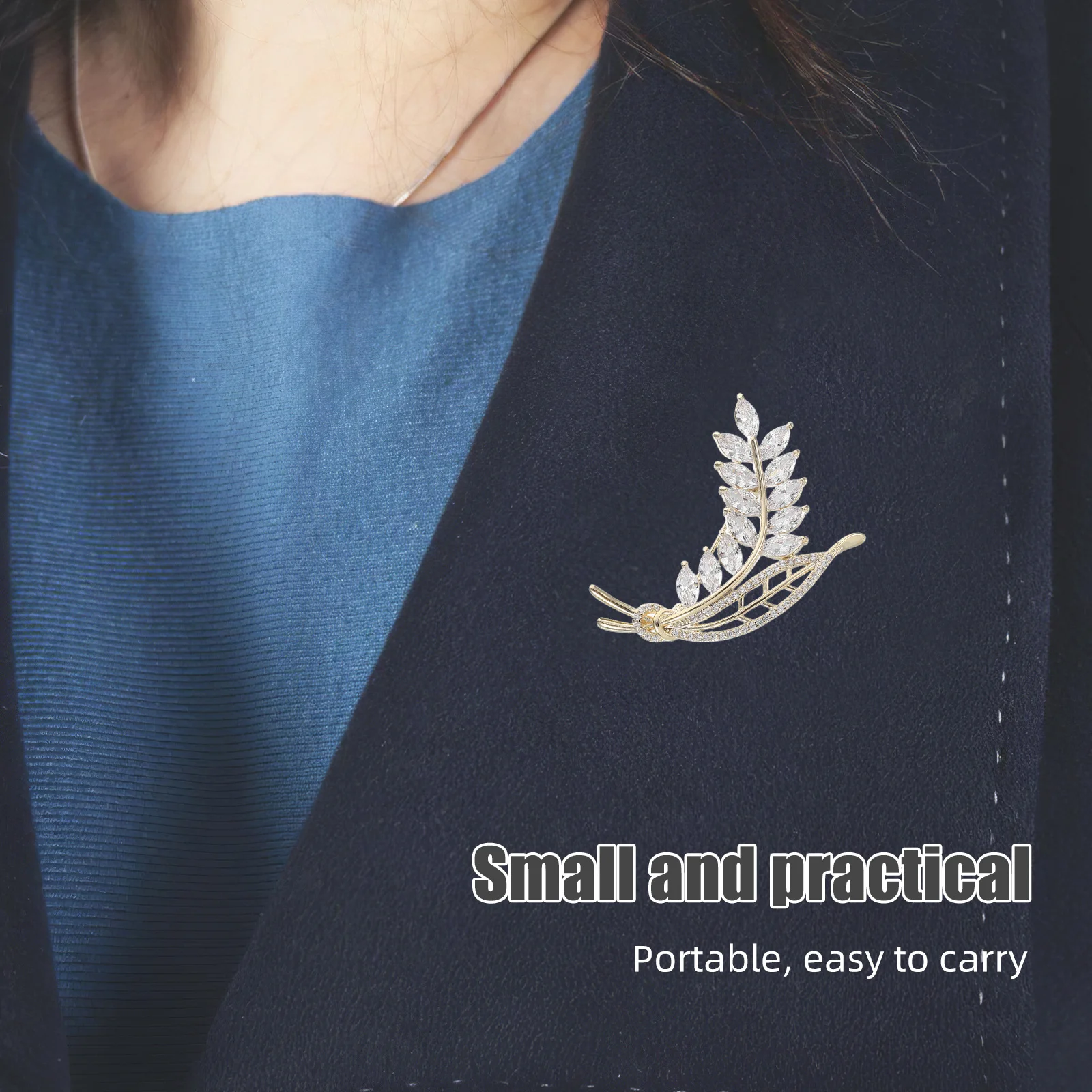 

Wheat Ear Brooch Pin Elegant Rhinestone Leaf Metal Brooch For Women Wedding Banquet Dress Accessories Lapel Jewelry