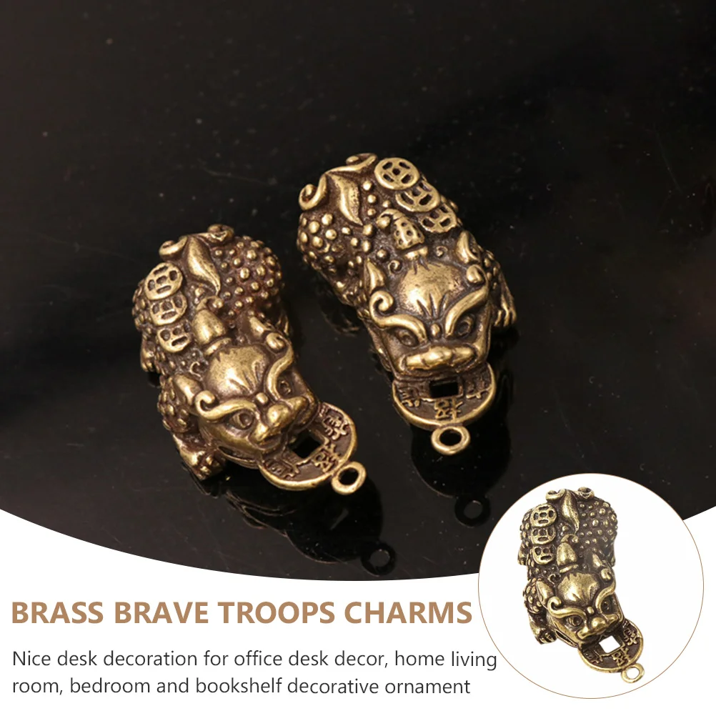 

2Pcs Brass Keychain Charm Retro Brave Pendant Jewelry Making Charms Animal Embellishment Accessories