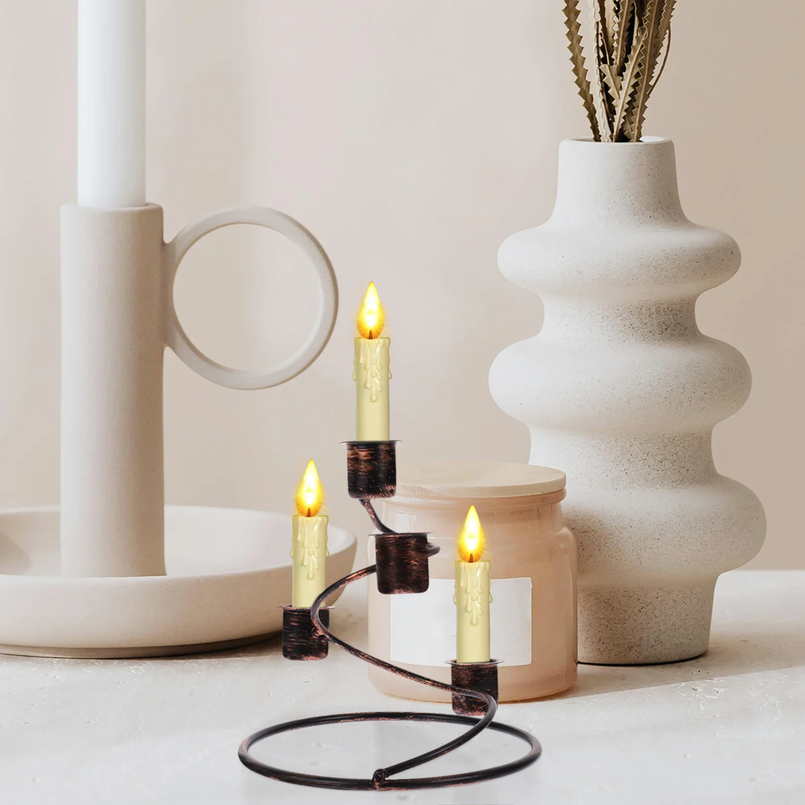 

4-Head Advent Holder Vintage Iron Xmas Stand Decorative Centerpiece Holiday Party Decor Iron Candlestick