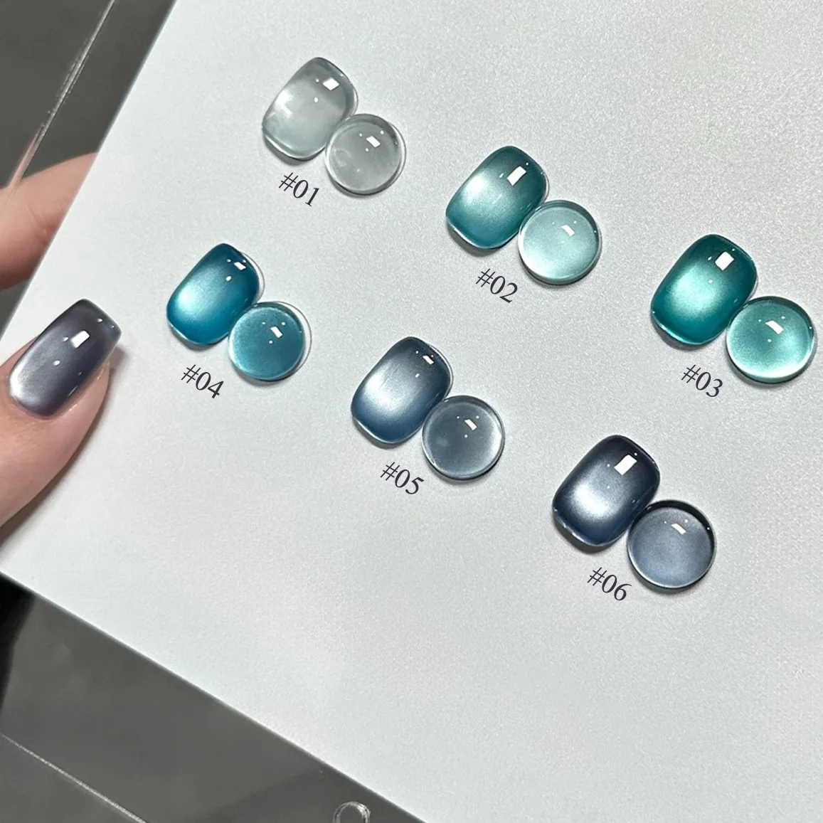 1pcs SHAKA Ice Sea Salt Blue Cat's Eye Gel Nail Polish Summer Clear Glass Beads Daily Gentle Whitening Versatile Nail Supplies
