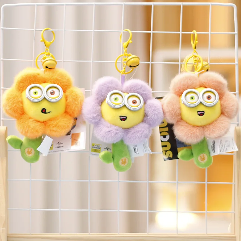 Echte Minion pop bloem cartoon Despicable Me knuffel sleutelhanger schattige tas hanger cadeau