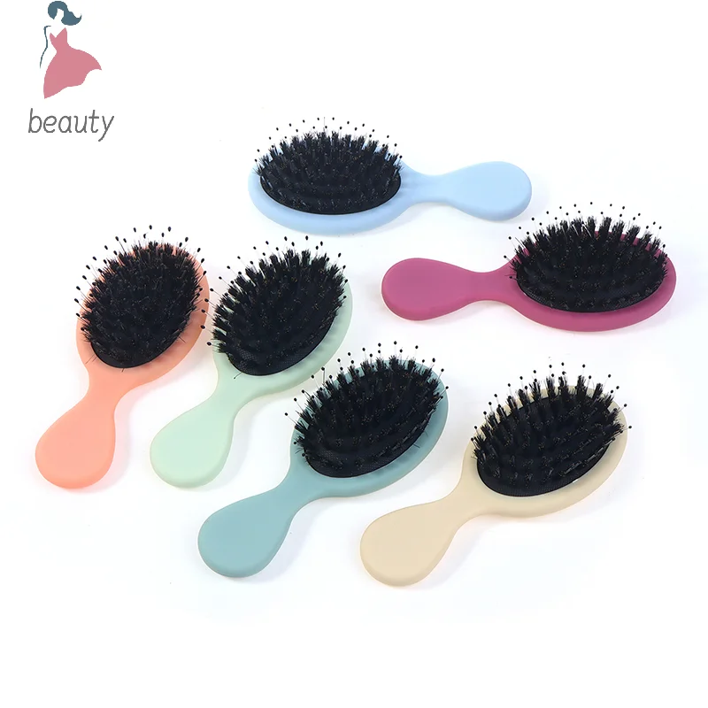 1PC Oval Boar Bristle & Nylon Hair Comb Mini Anti-static Hair Scalp Massage Comb Hairbrush Salon Hair Care Brush Styling Tool