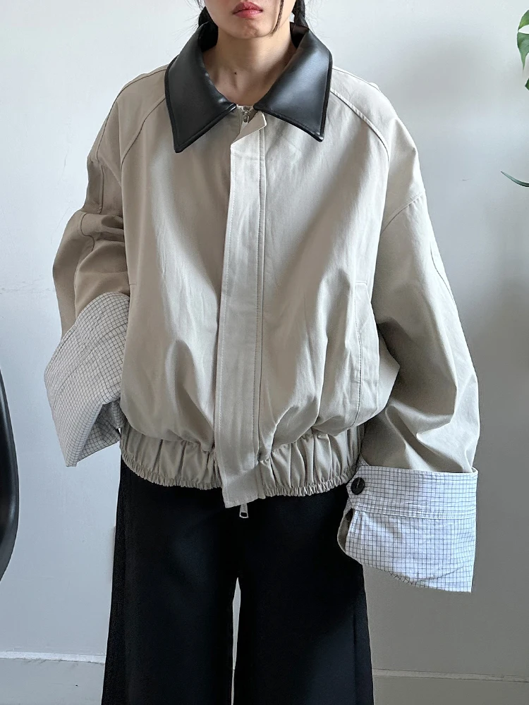 

Tannt женское пальто из искусственной кожи в стиле пэчворк, модные пальто соответствующего цвета, куртка для женщин, нерегулярная повседневная винтажная куртка, топы 2025