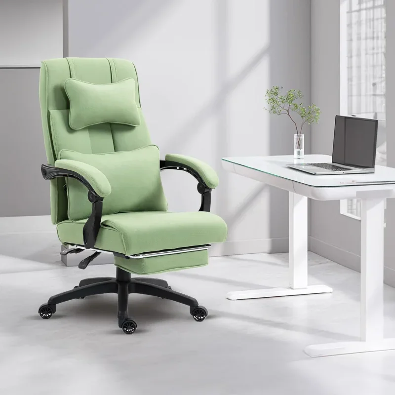 Executive Fabric Big and Tall with Footrest, Ergonomic Computer Support, High Home Desk Comfy, Swivel Reclining Gaming Adult