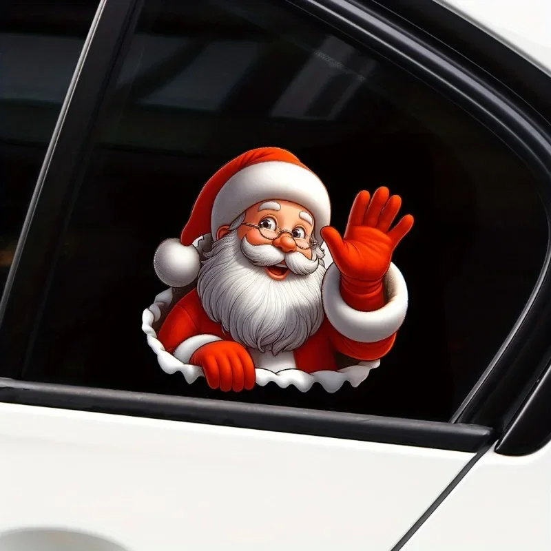 1pc Santa Waving Hand Decal Self-Adhesive Vinyl Sticker for Christmas,Car & Window Cling Surfaces Festival Decoration Stickers