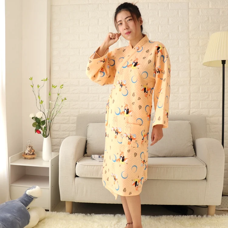 Robe de bain longue en coton japonais, vêtements de maison pour Couples, pyjama pour hommes et femmes, Kimono Sle Sp Dr