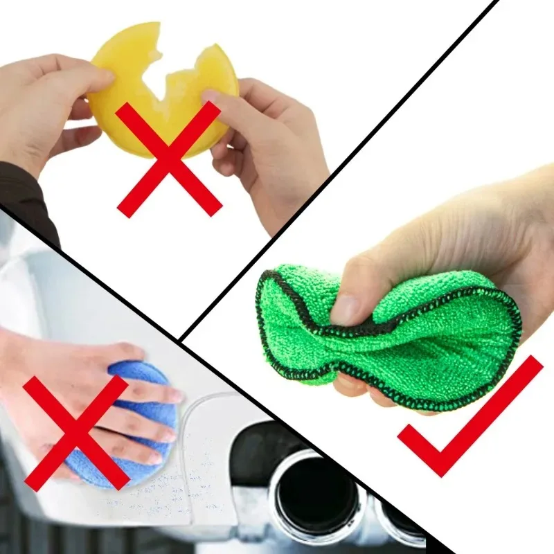 Automotive microfiber wax pad, belt design, easy to control the application of 5-inch polishing foam wax and sponge, 5 pieces image 5