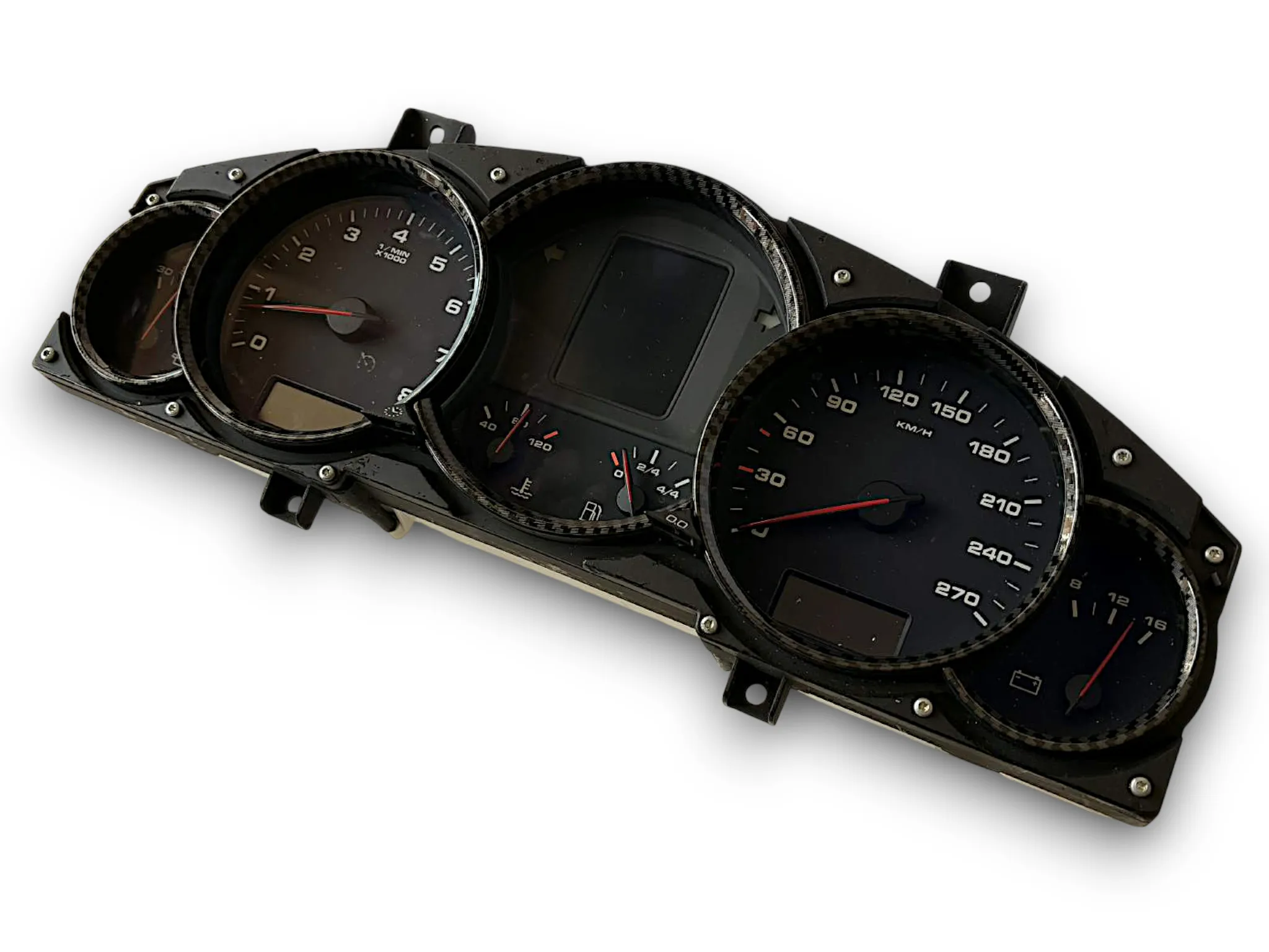 1 Set 5pc Gloss Carbon Fiber Style Dashboard Dial Gauge Rings Bezel Trim for Porsche Cayenne 955 957 9PA