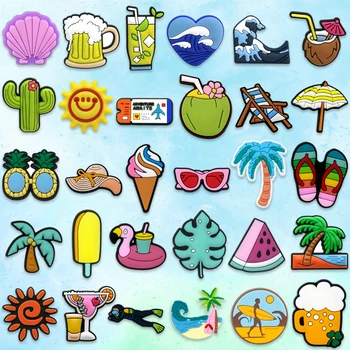 1 adet PVC Yaz Tarzı Ayakkabı Takılar Plaj Tatil Ayakkabı Süslemeleri Pimleri Kadın Erkek Çocuk Sandal Takunya Tokaları Aksesuarları Hediyeler