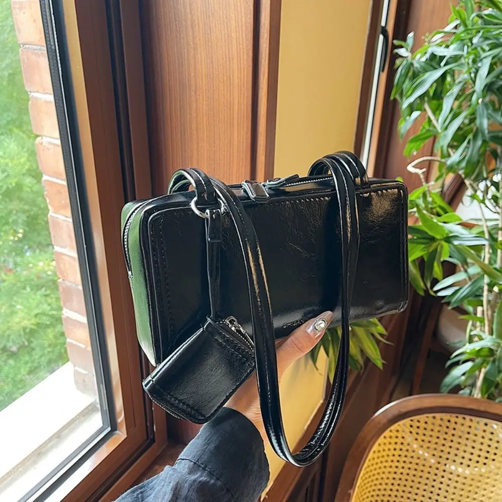 

Fashion PU Leather PU Bowling Bag Solid Color Earphone Bag Small Square Bag Korean Style Purse Shoulder Bag Outdoor