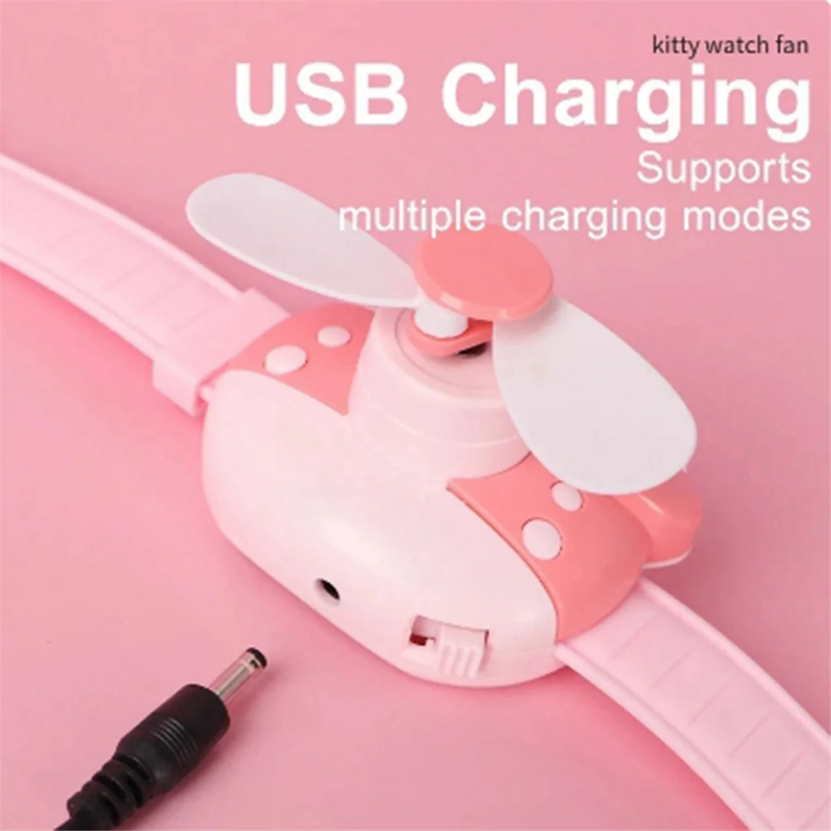 Niedlicher Mini-Ventilator, Uhrendesign für Kinder, tragbarer Ventilator, weicher, sicherer, starker Wind, wiederaufladbare USB-Belüftung C