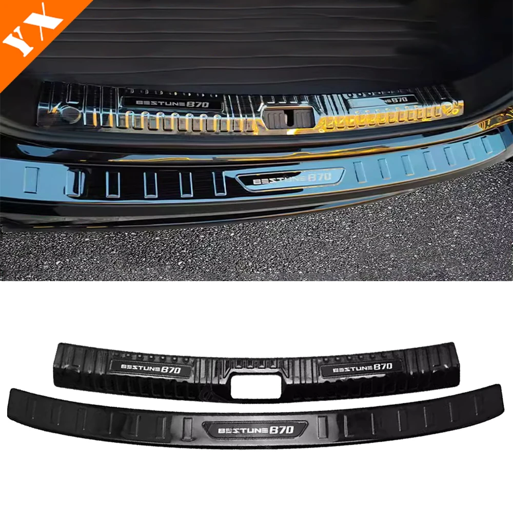 For Bestune B70 3 gen th 2021-2023 Accessories Stainless Black Trim Car Rear Trunk Protector Plate Anti Hit/Dust sill Cover