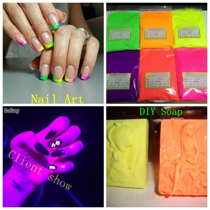 Poudre fluorescente, Pigment lumineux néon pour ongles, lumière UV, cosmétique, rouge à lèvres, savon, poussière scintillante, 12 boîtes/ensemble