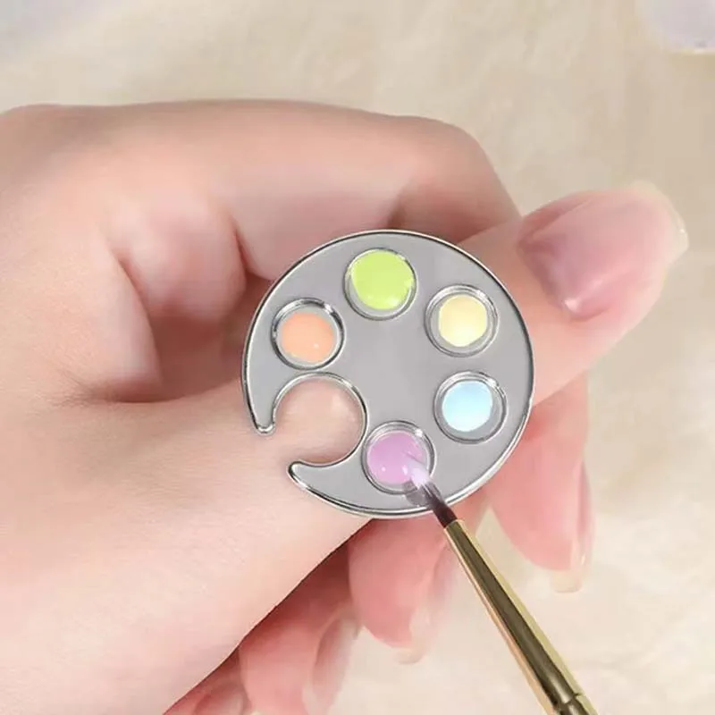 Conjunto de paleta de cores de anel de barra de cor de aço inoxidável de tamanho ajustável de 2 unidades para ferramentas de unhas fáceis de usar