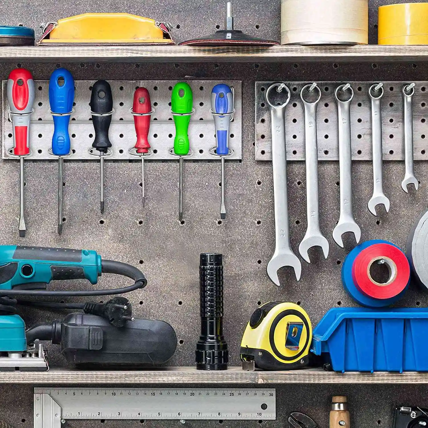 ABGH-4 Pieces Multi-Tool Holders Screwdriver Holder Multi-Ring Tool Holders Tool Organizer Racks Pegboard Accessories